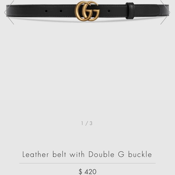 Gucci Leather Double G buckle skinny belt - Picture 2 of 6